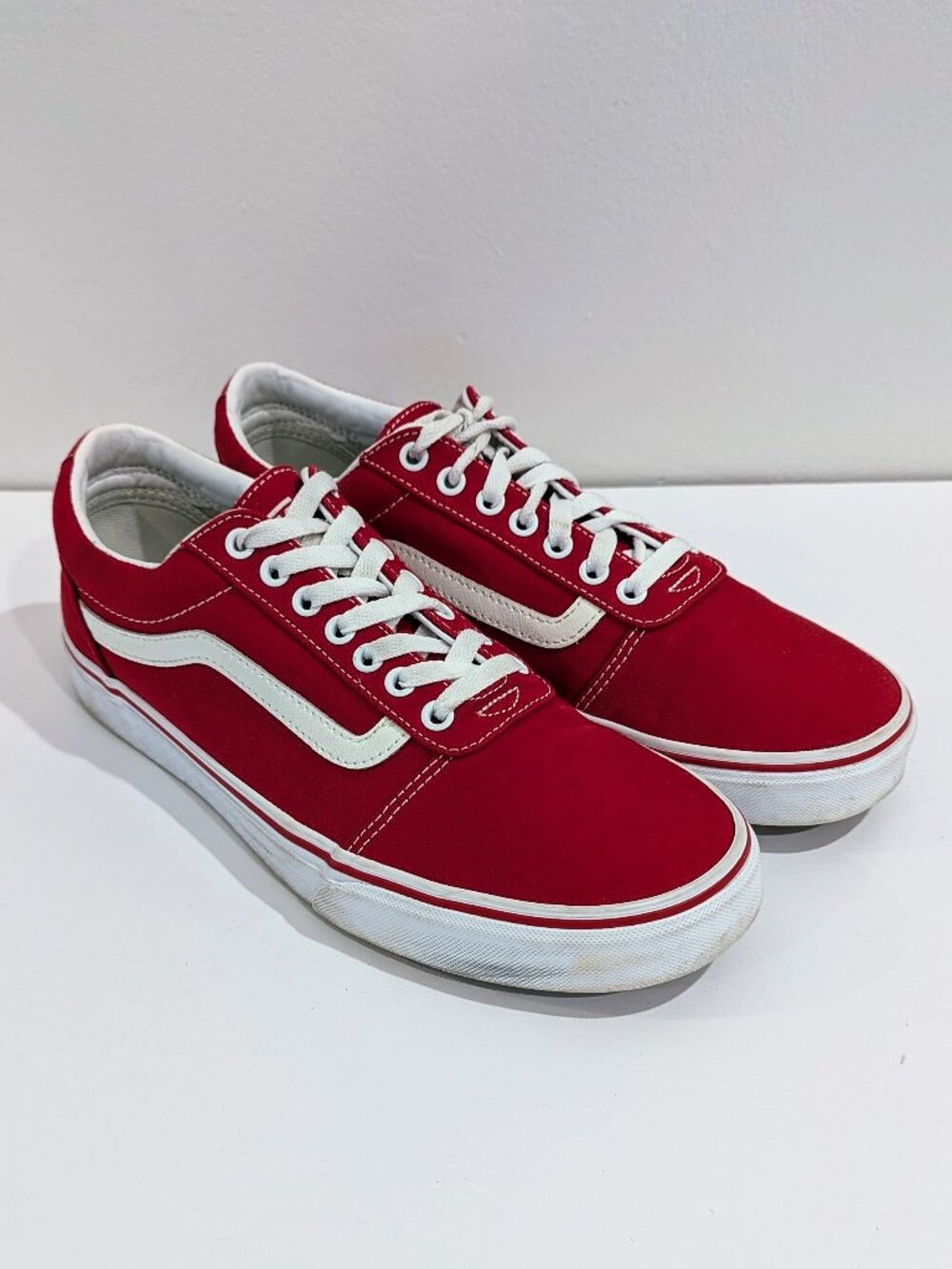 VANS Old Skool Canvas Sneakers Men's 10 Skateboard Shoes OFW Red White Classic